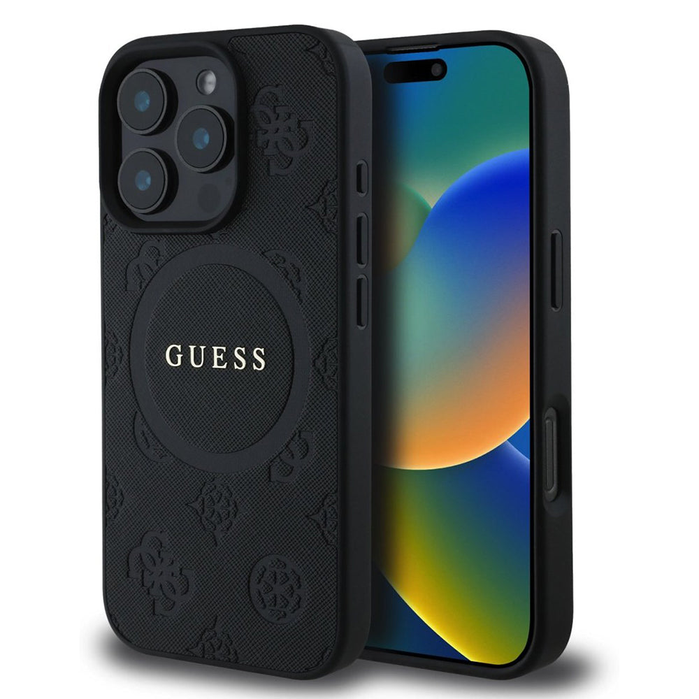 Guess - Saffiano Peony Classic Logo MagSafe (GUHMP16XPSAPSMEK) - iPhone 16 Pro Max - Black