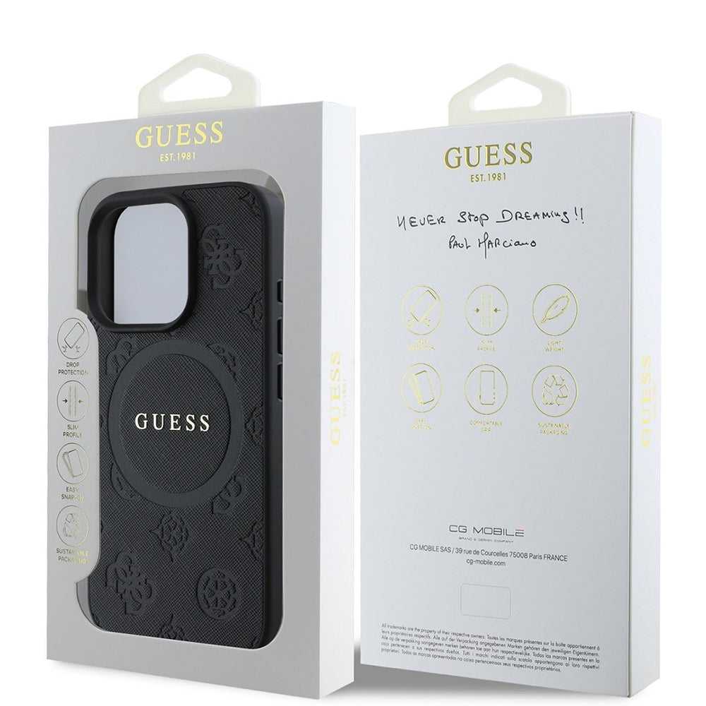 Guess - Saffiano Peony Classic Logo MagSafe (GUHMP16XPSAPSMEK) - iPhone 16 Pro Max - Black