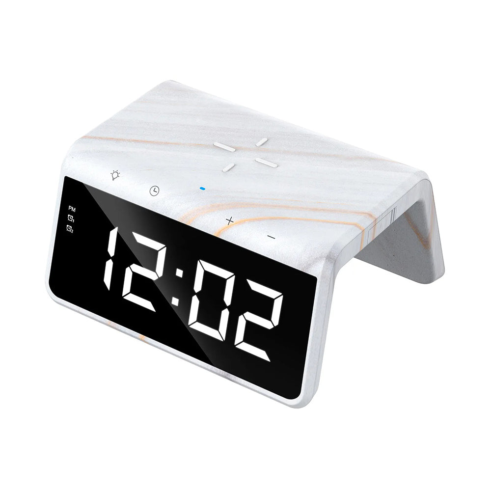 Havit - Desk Phone Wireless Charger (W320) - with Digital Clock, RGB LED Light, 15W - Marble