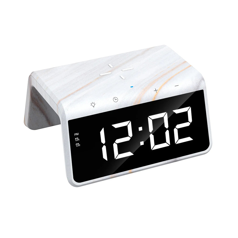 Havit - Desk Phone Wireless Charger (W320) - with Digital Clock, RGB LED Light, 15W - Marble