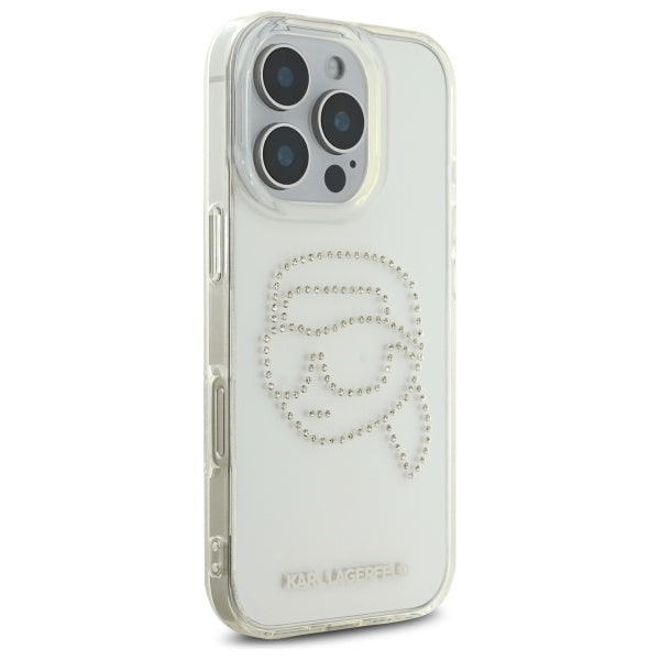 Karl Lagerfeld - IML Rhinestones (KLHCP16XHKHDCELT) - iPhone 16 Pro Max - Transparent Karl Head