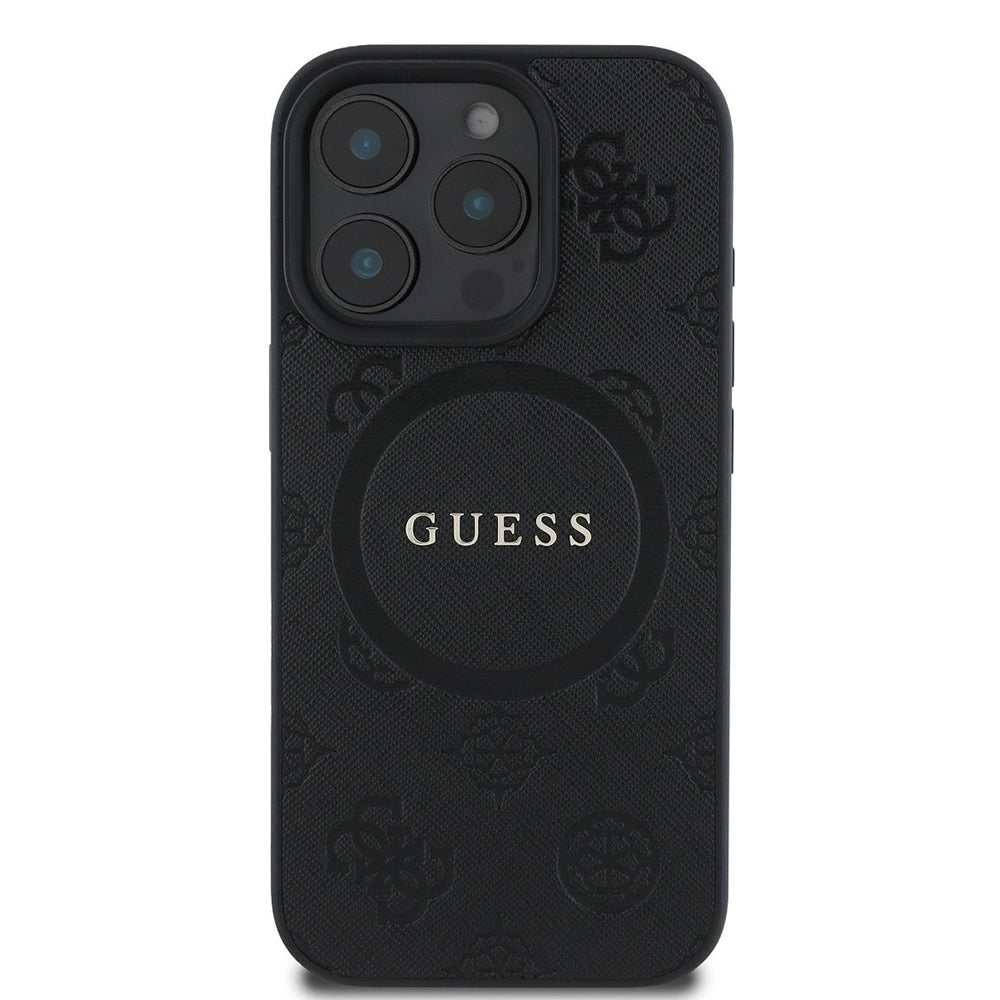 Guess - Saffiano Peony Classic Logo MagSafe (GUHMP16XPSAPSMEK) - iPhone 16 Pro Max - Black