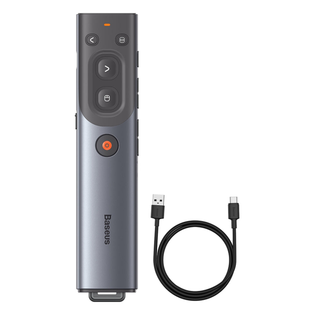 Baseus - Remote Control Orange Dot  - for Presentation, with a Red Laser Pointer, Smart Voice Assistant - Gray