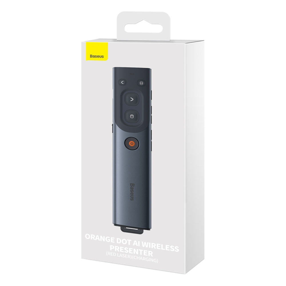 Baseus - Remote Control Orange Dot  - for Presentation, with a Red Laser Pointer, Smart Voice Assistant - Gray